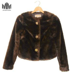 Michael Kors l Brown Gold Faux Fur Cropped Jacket